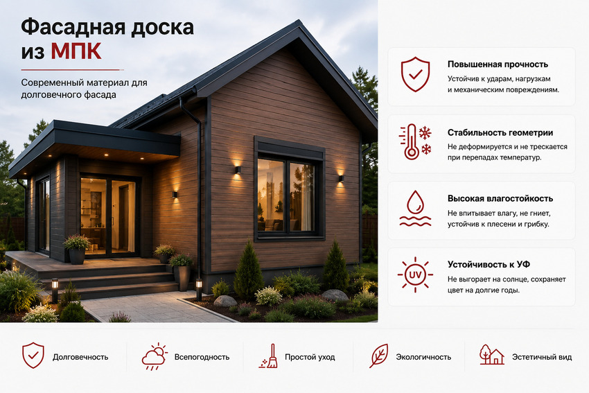 Фасадная доска из ДПК, МПК панели для фасада - купить в Москве ...