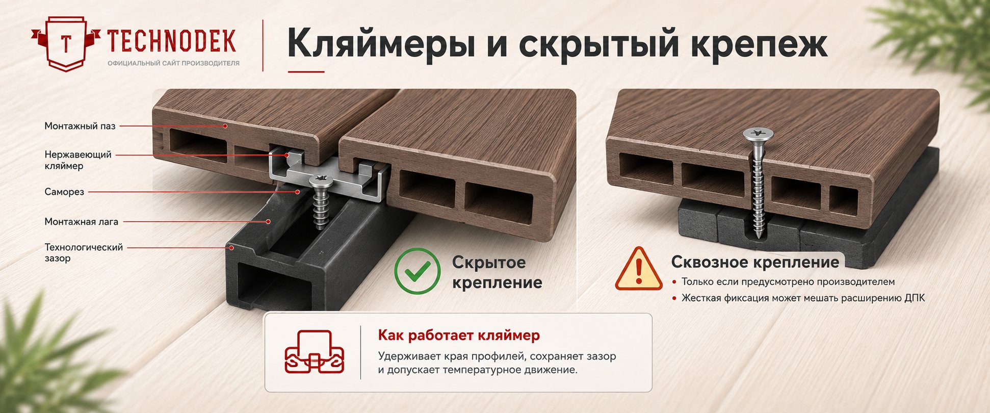Кляймеры и скрытый крепеж