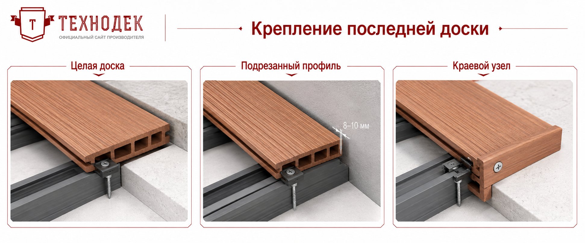 Крепление последней доски