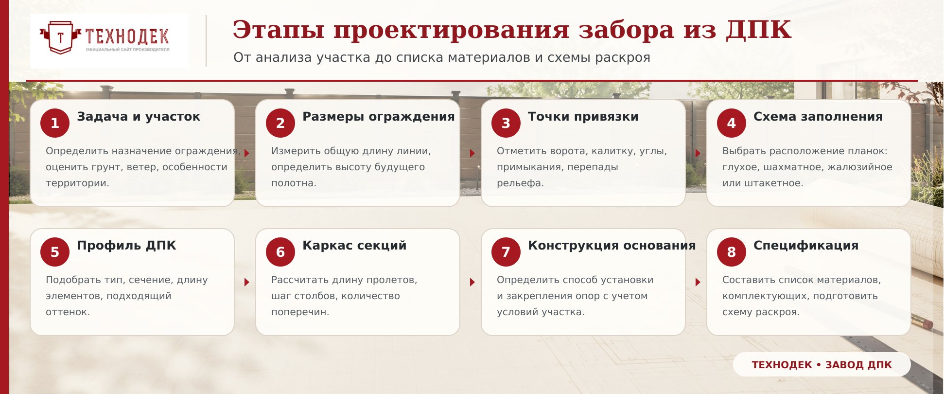 Этапы проектирования забора из ДПК
