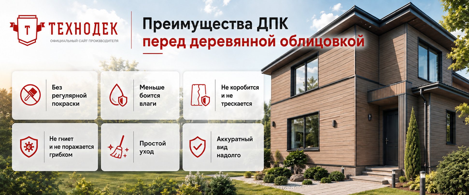 Преимущества ДПК перед деревянной облицовкой