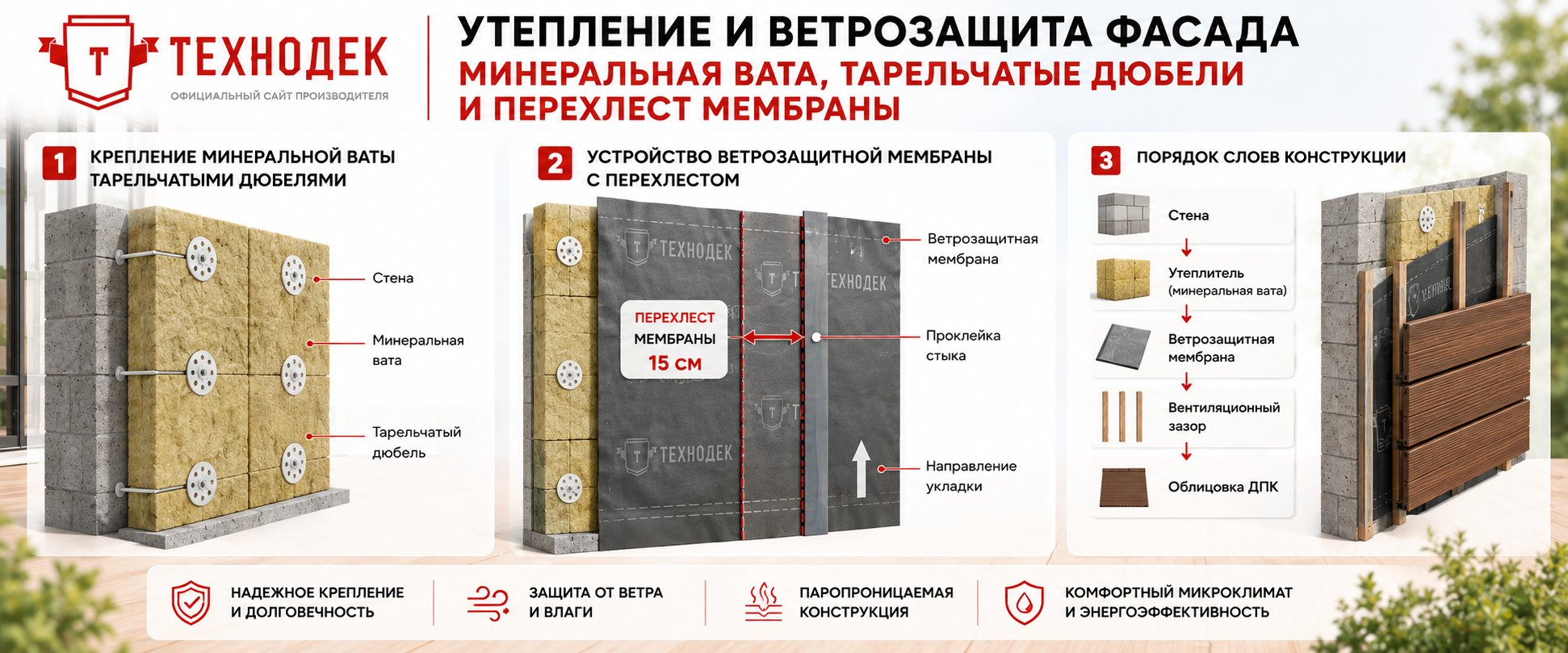 Утепление и ветрозащита фасада