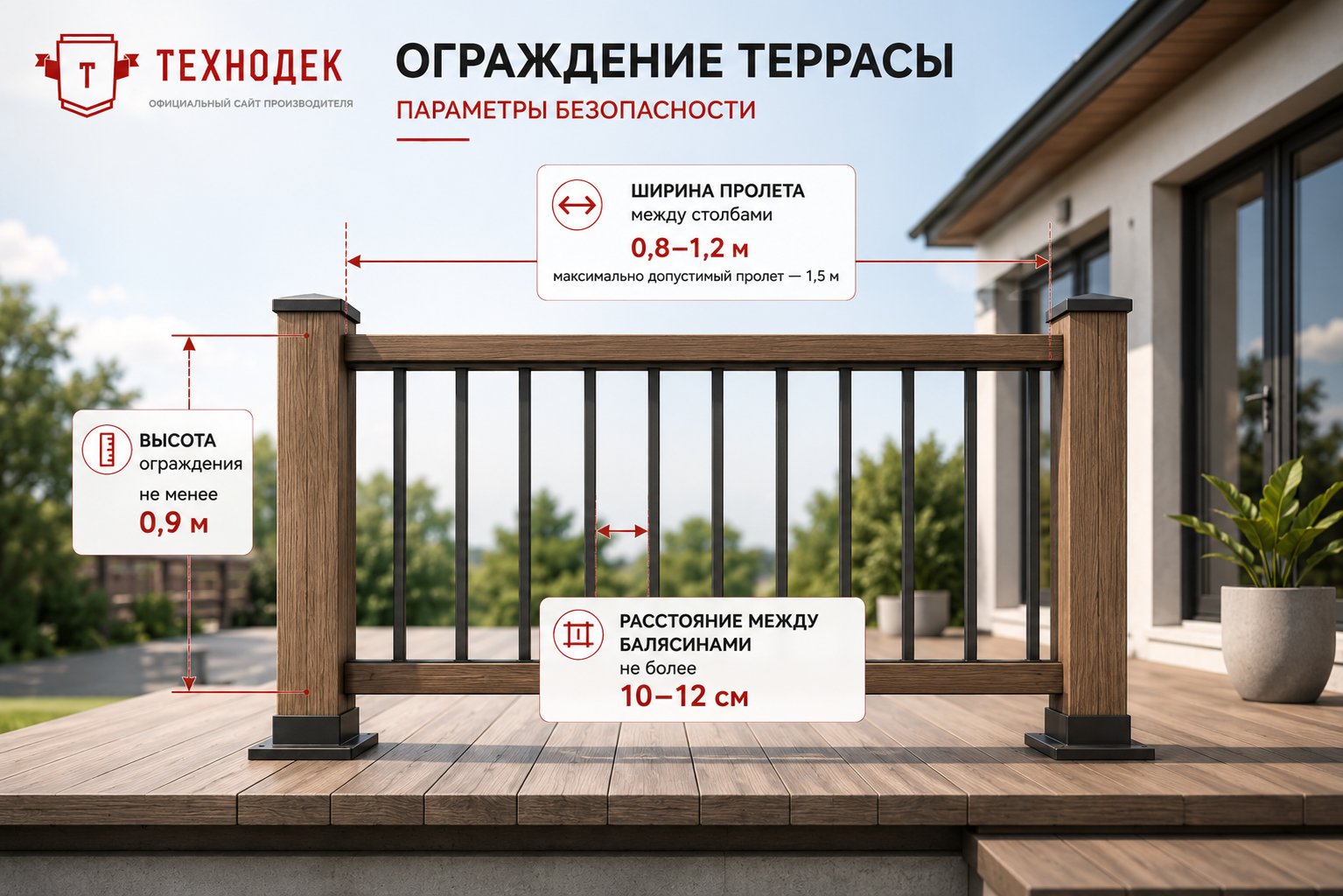 Ограждения террасы параметры безопаности