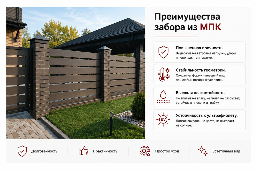 Преимущества забора из ДПК и МПК от завода производителя Технодек